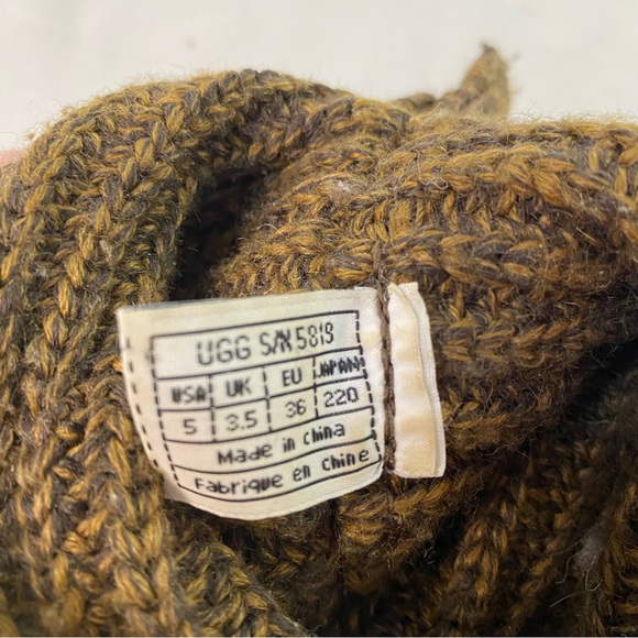 Ugg Sz 5 Classic Tall 3 Button Cardy Sweater Brown Boots sheepskin foldover - Picture 8 of 13